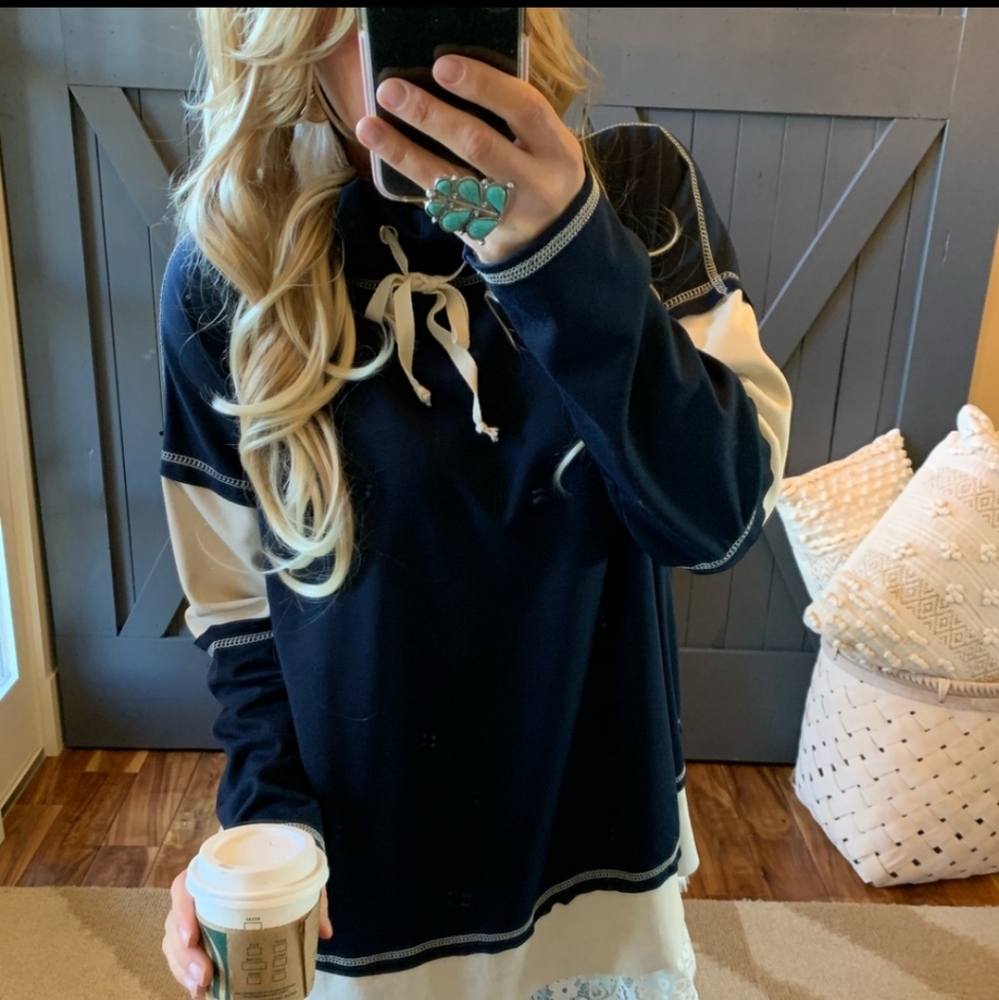 Cozy Mock Neck Tunic Sweatshirt Plus Size